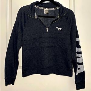 Dark Gray VS PINK Cropped Sweatshirt